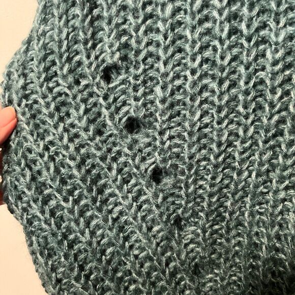 American Eagle Sweater NEW Dark Teal Nylon Acrylic Open Knit Pullover Boho S - Picture 4 of 10